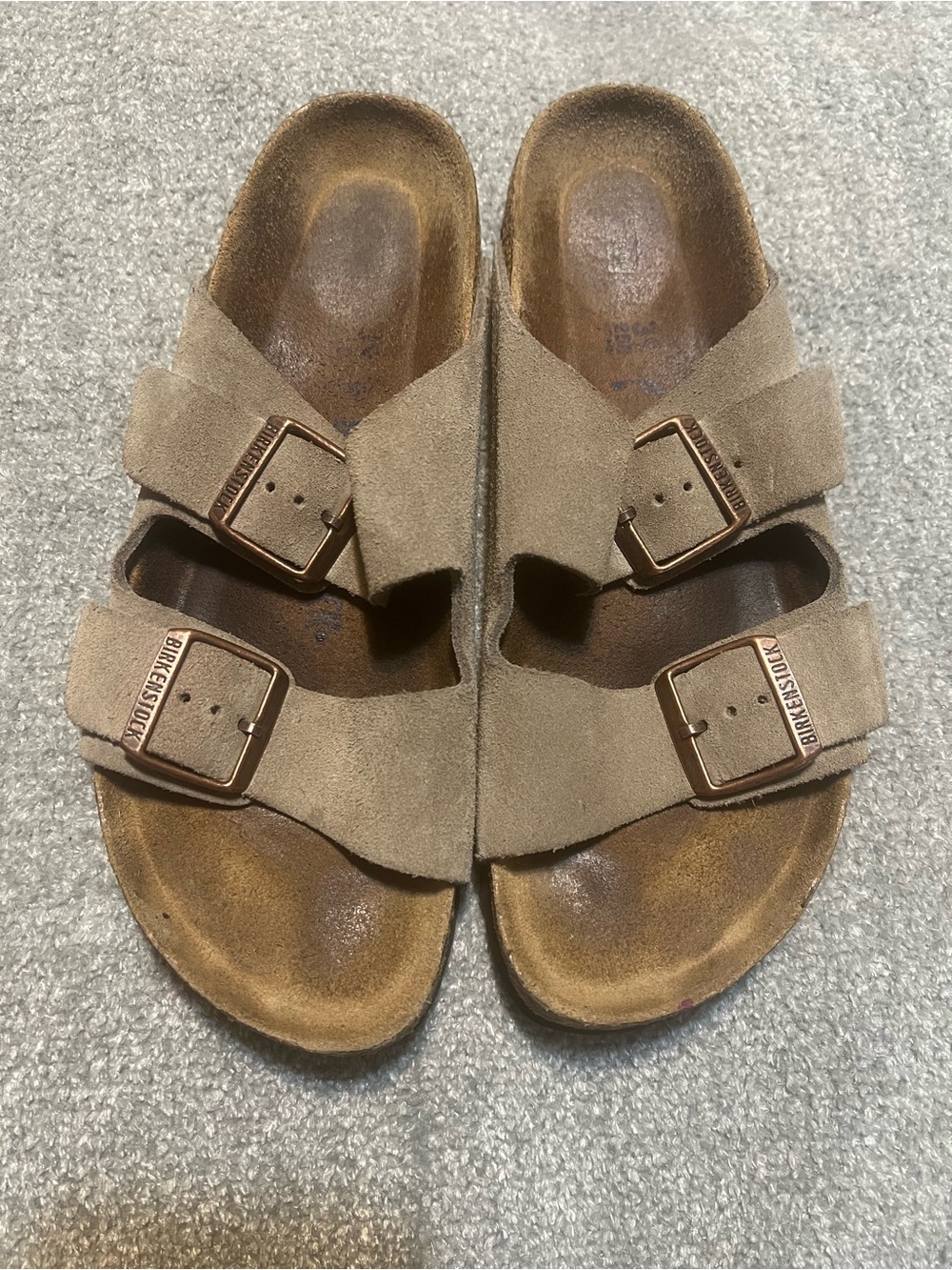Birkenstock Tan Suede Two-Strap Sandals with Buckles - Picture 2 of 10